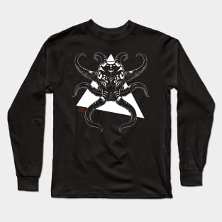 Mysteries Of The Deep - Geometric - Symmetrical - White Octopus Long Sleeve T-Shirt